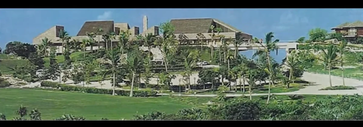 The old clubhouse and golf course