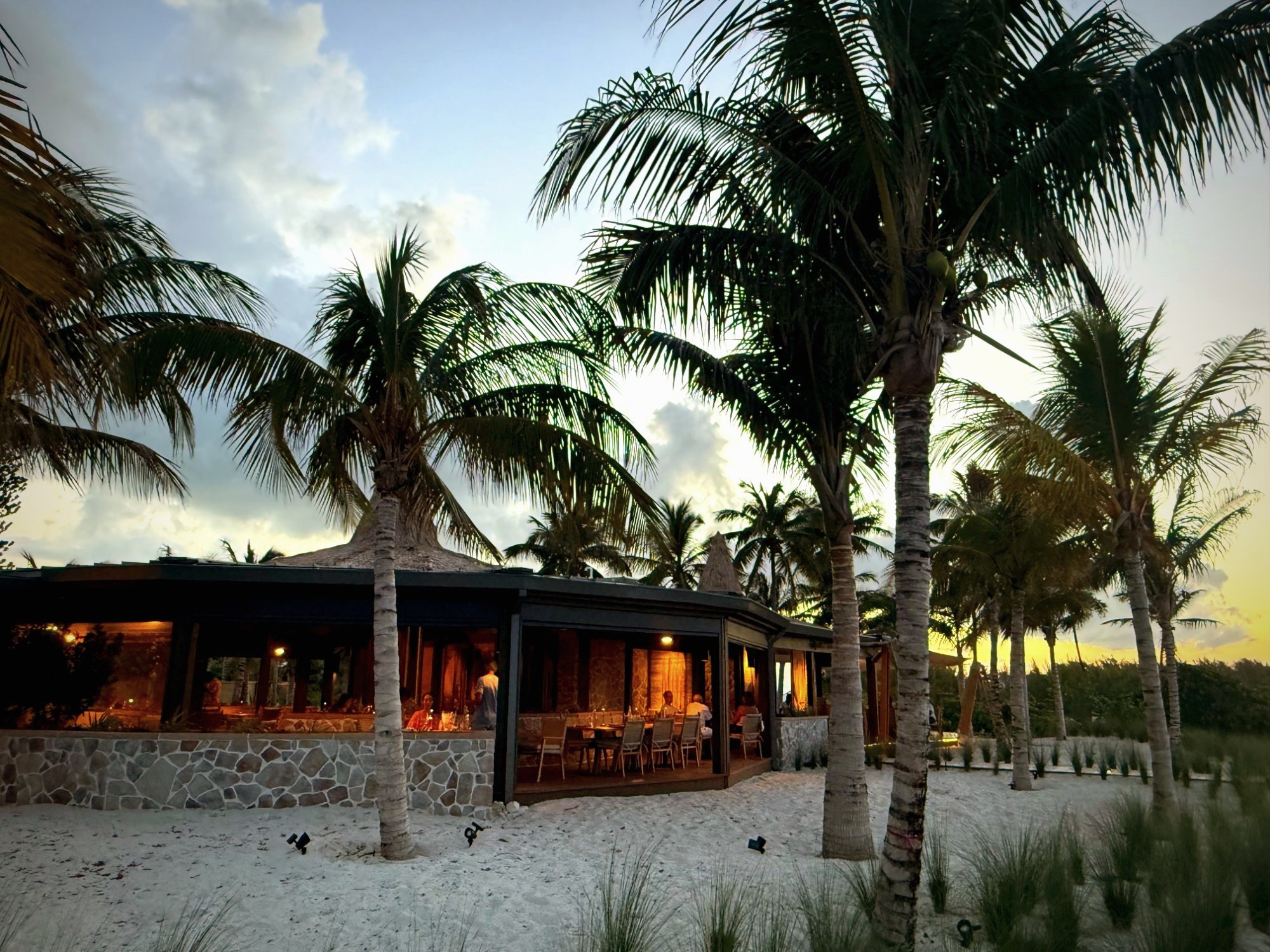 The Beach Club from the beach at dusk