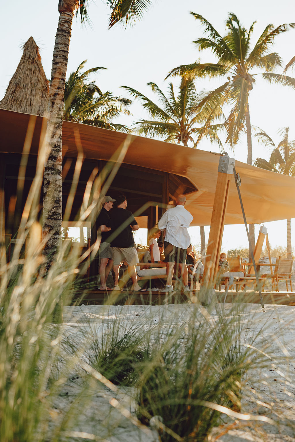 The Beach Club pavilion at low sun