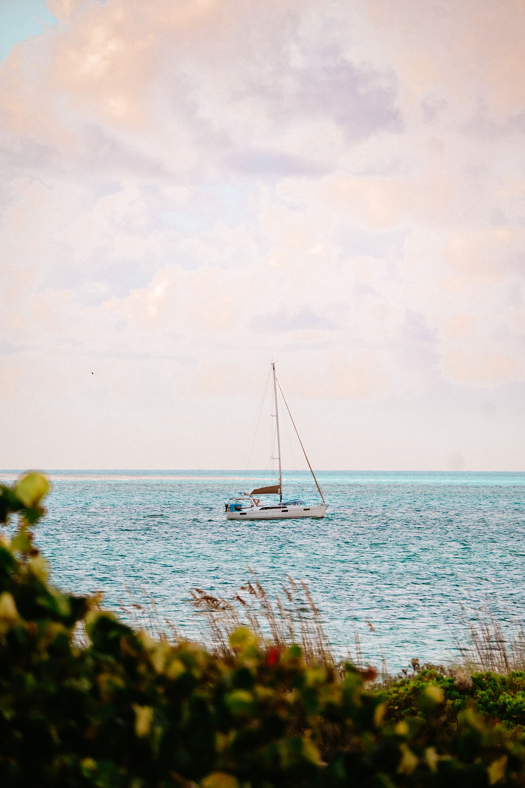 A sailboat off the beach